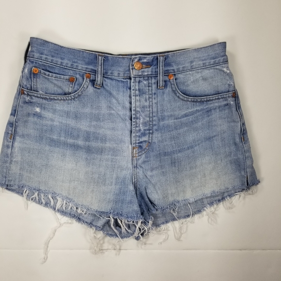 Madewell Sz 29 Relaxed Denim Shorts Button Fly Fray - Picture 2 of 10